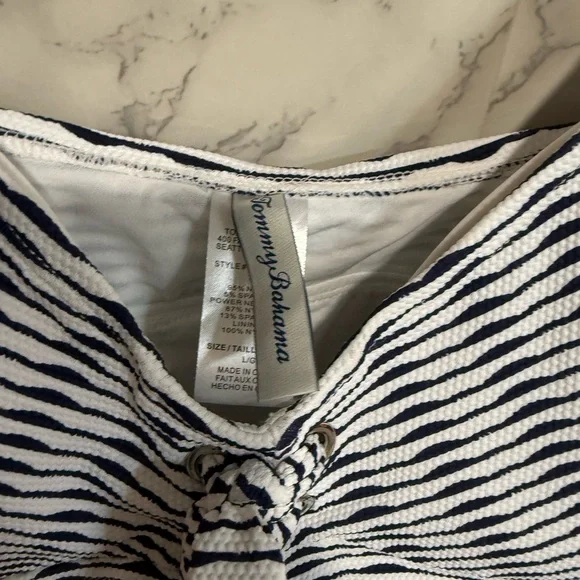 NEW Tommy Bahama Women's Island Cays Stripe Tankini Top Swimwear Size L - Picture 4 of 11